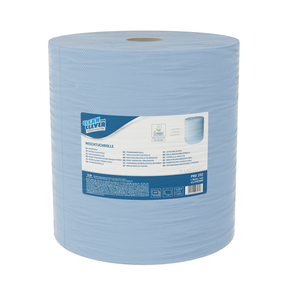 CLEAN and CLEVER Wischtuchrolle Maxi PRO 252 Recycling, 3-lagig, 38 × 36 cm, Rolle à 1000 Blatt = 360 lfm, Aussen Ø 38 cm, Innen Ø 7,3 cm, blau - Webstar - Hygiene- und Verbrauchsartikel - Medizin- und Pflegeprodukte - Kiosk- und Shopartikel - Fun Food Service - Schweiz - Articles d’hygiène et consommables - Produits médicaux et de soins - Produits de kiosque et de magasin - Fun Food Service - Suisse