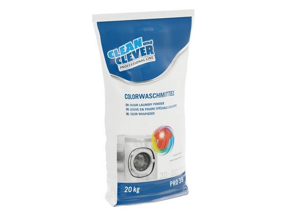 CLEAN and CLEVER Colorwaschmittel PRO 39 weiss, pulverförmig, phosphatfrei, pH: n/a, 20 kg - Webstar - Hygiene- und Verbrauchsartikel - Medizin- und Pflegeprodukte - Kiosk- und Shopartikel - Fun Food Service - Schweiz - Articles d’hygiène et consommables - Produits médicaux et de soins - Produits de kiosque et de magasin - Fun Food Service - Suisse
