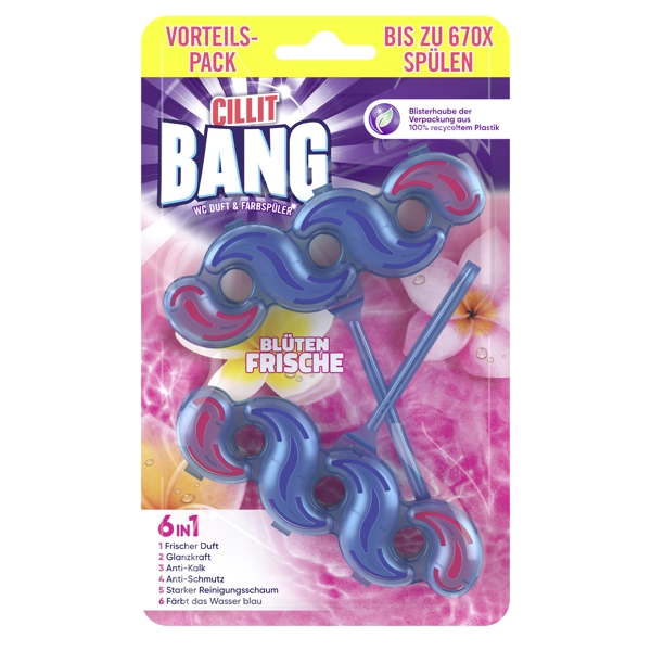 Cilit Bang 6 in 1 WC Duft und Farbspüler Blüten Frische